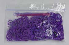 LOOM BANDS Purple Colour Rubber Bands Set Bundle Kit With Hooks Approx. 44g