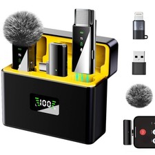 Wireless Lavalier Microphone for iPhone 16 15 14, Android, PC, USB C Mini Mic...