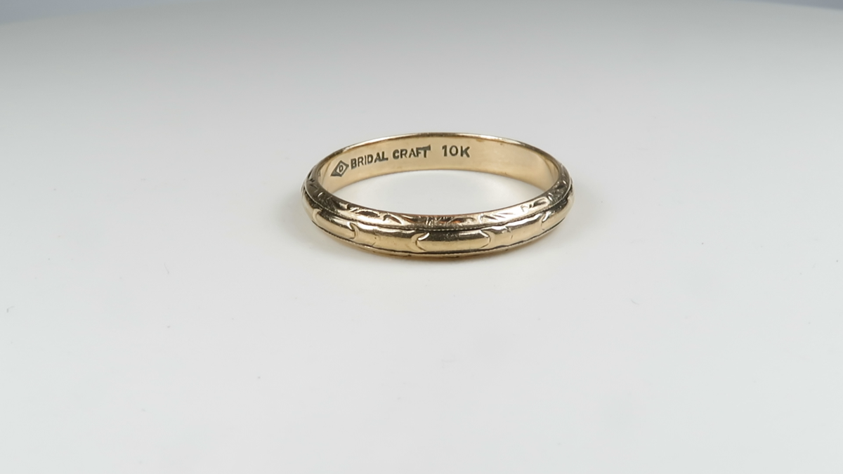 Antique Art Deco 1920's Bridal Craft Wedding Band 10KY RG Size 10