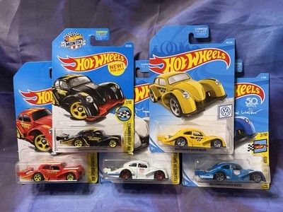 2015&2017 Hot Wheels Set Of 5 Volkswagen Kafer Racer Yellow,black,red,white,blue