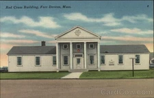 Fort Devens,MA Red Cross Building Tichnor Linen Original Vintage Postcard