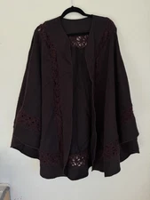 Lilliana Castellanos Women’s Shawl Cape Purple One Size Alpaca Wool Blend Poncho