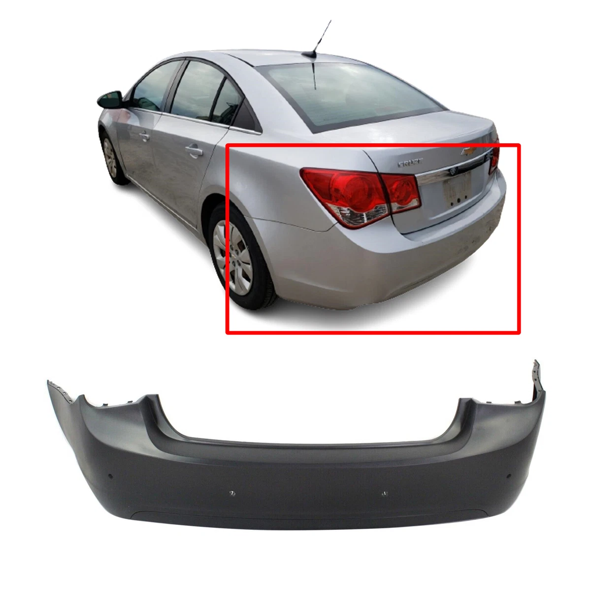 Rear Bumper Cover For 2011 2015 Chevrolet Cruze W Park Holes