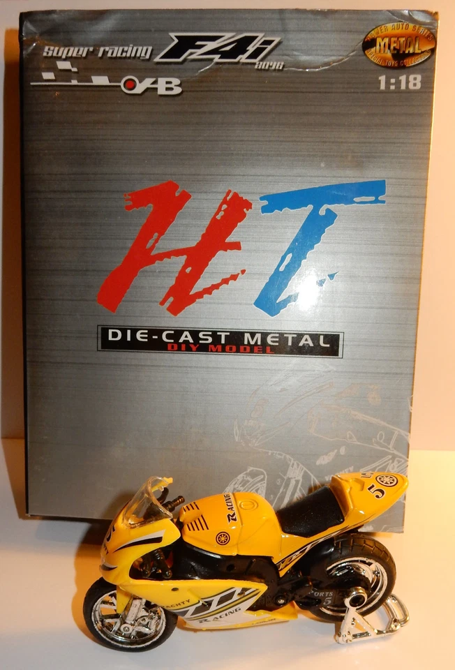 jaune METAL MOTO SUPER RACING 1/18 HONDA YAMAHA DUCATI SUZUKI APRILIA KAWASAKI 5 - Photo 3/4