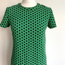 Adrienne Vittadini shift Dress 6 8 Uk small green short sleeves chain print work