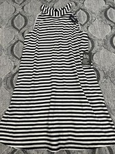 Express Women's Fit and Flare Black White Striped Dress Size Medium NWT