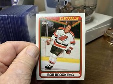 1990-91 Topps Hockey Card Bob Brooke New Jersey Devils #105