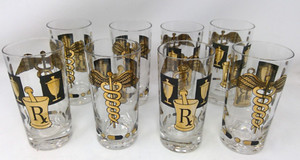 Vintage MCM Set of 8 Bar Rx Pharmacy 5 3/4" Highball Glasses