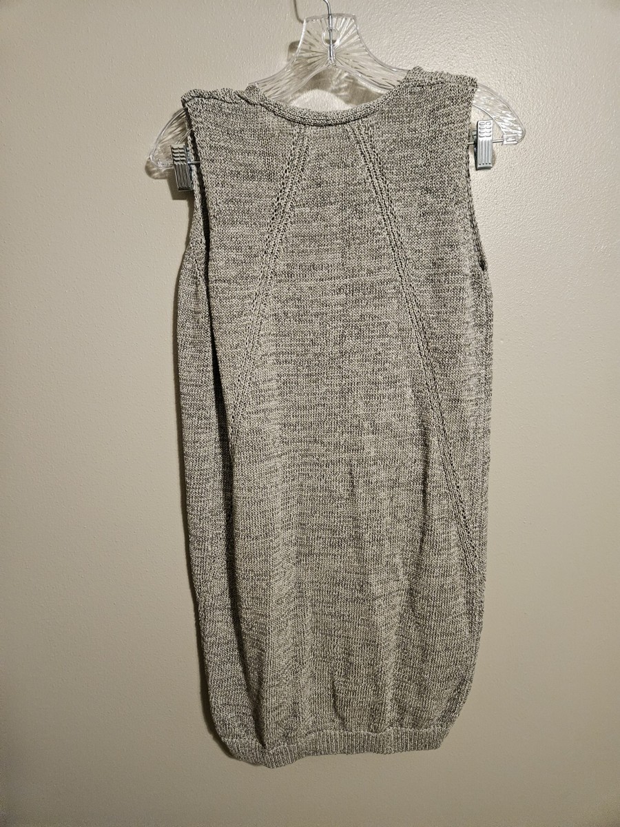 Max Studio Womens Cardigan Duster Sleeveless Vest Long Gray
