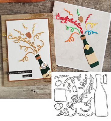 Congratulations Word Wine Metal Die Cuts,Celebration Wine Frame Background We...