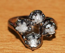 1,20 ct natürlicher grau weißer Diamant ungeschliffener Rohdiamant Ring 925 S...