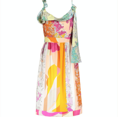 EMILIO PUCCI Kleid mehrfarbig Seide Blumen - UK 10 / IT 42 - 