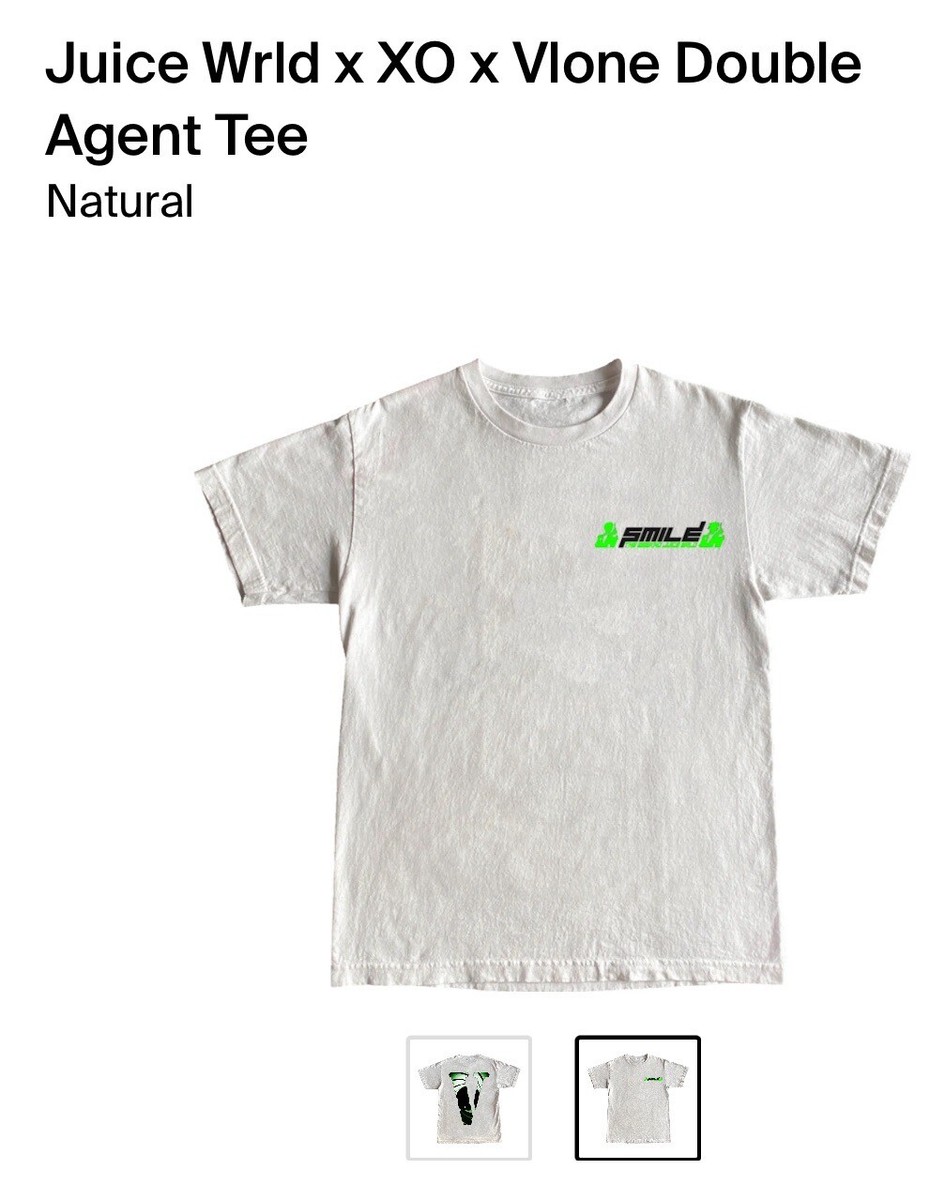 Size Large- VLONE Juice Wrld x XO Double Agent Tee - White