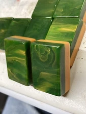 ONE GREEN SWIRL BAKELITE TWO TONE Mahjong Mah Jongg Tile Your Pick