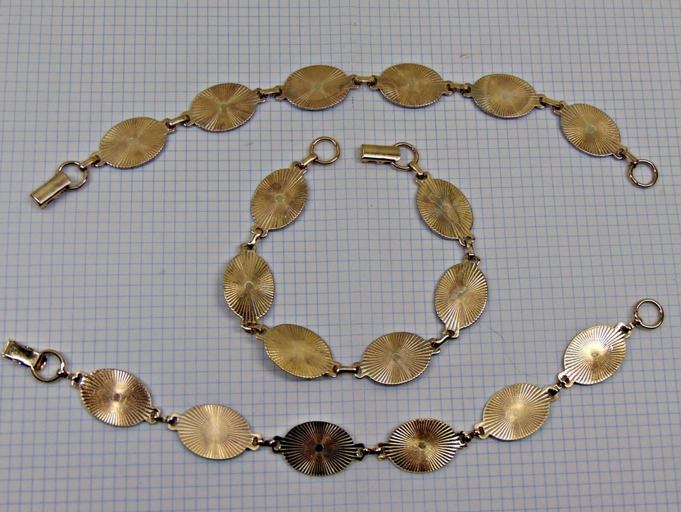 6 PULSERAS espacios en blanco/formas ~ 6 almohadillas ovaladas 20 mm ~ 4 PLATA + 2 DORADAS ~ Pega cabinas Foto 3 de 4