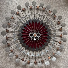 Vintage 70s Metal Brutalist Sculpture Modern Art Wall Hanging Mid Century MCM