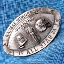 Kansas Shrine Bowl Belt Buckle Football 1986 All Star Vintage  191 / 300.MMR842