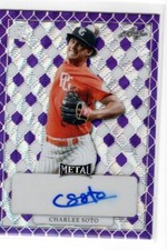 2022 Leaf Metal Perfect Game Charlee Soto Purple Wave Prismatic Auto RC /7
