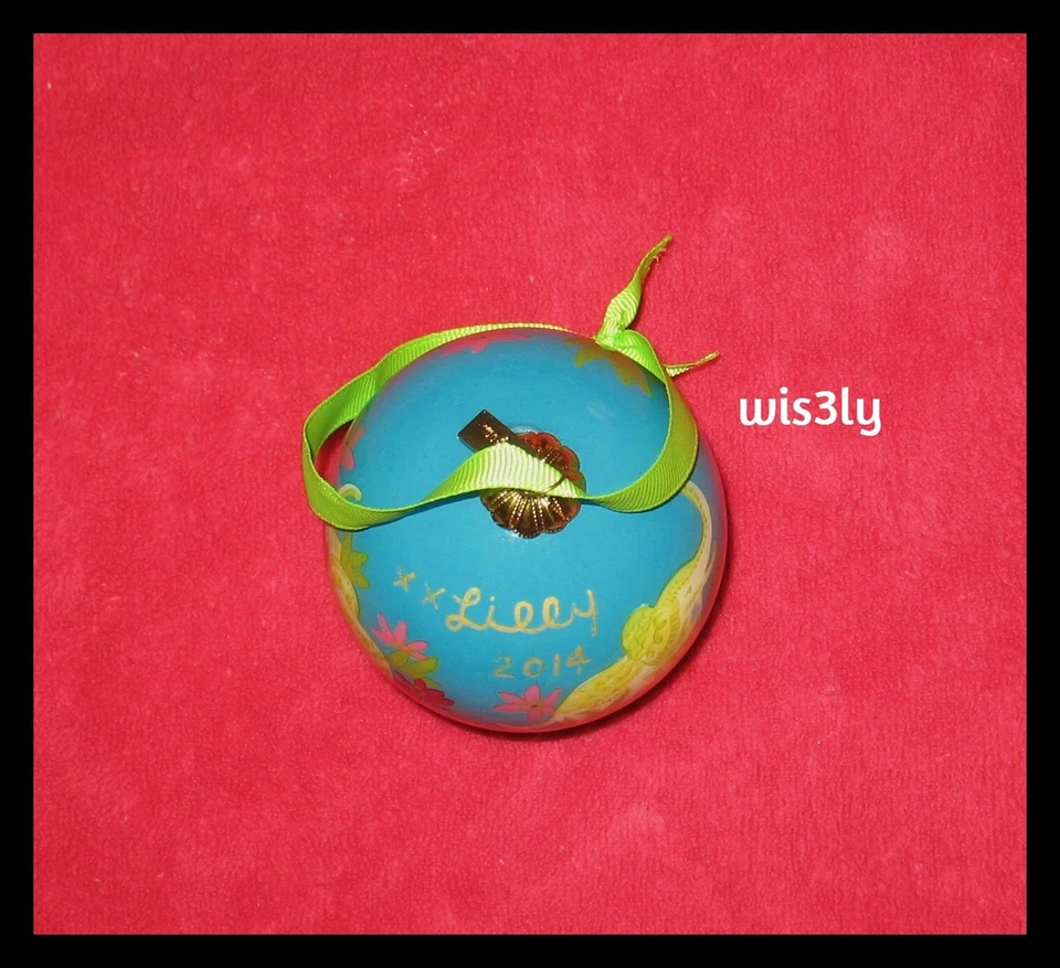 Lilly Pulitzer 2014 adorno de vidrio tronco cian profundo espectáculo elefantes con caja RARO Foto 2 de 4