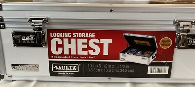 Lock Box - 6.5 x 19.25 x 13.5 Lockable Dorm Storage Trunk with Combination White