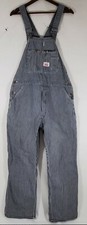 Round House Men's Blue White Stripe Denim Bib Overalls Engineer USA 36 x 28