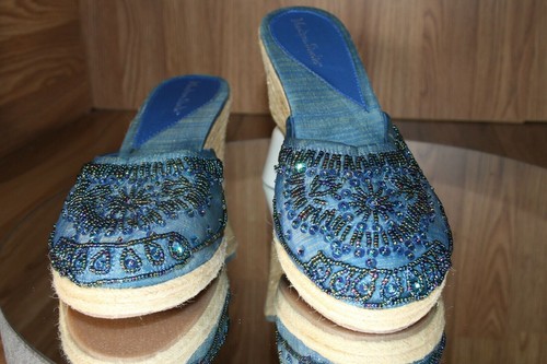 Madison Studio CAYMAN Stacked Wedge Bead Embellished Sandals Womens 10 - NWOB - Picture 3 of 12