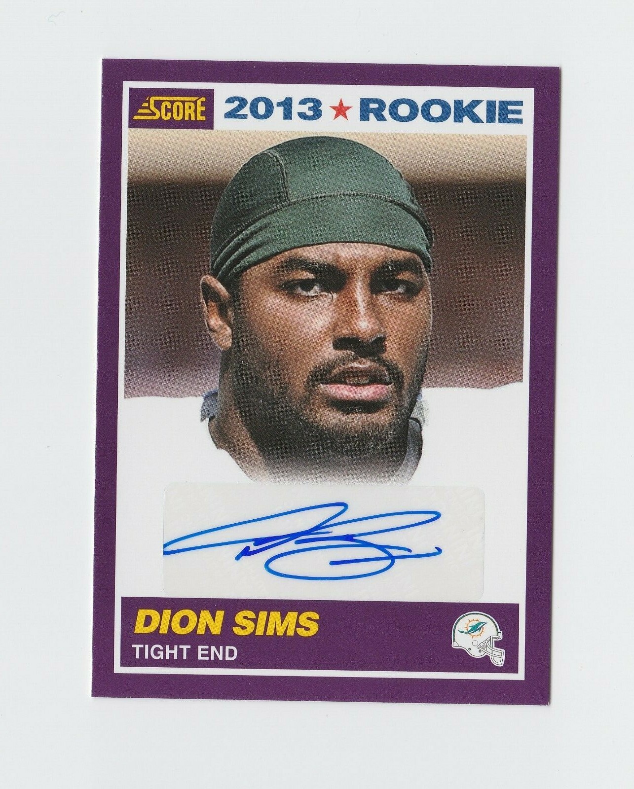 2013 Score Rookie Signatures Purple #362 Dion Sims RC Miami Dolphins MSU Auto