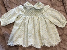 Polly Flinders Hand Smocked Baby Girls Vintage Floral Dress Sz 12 Months