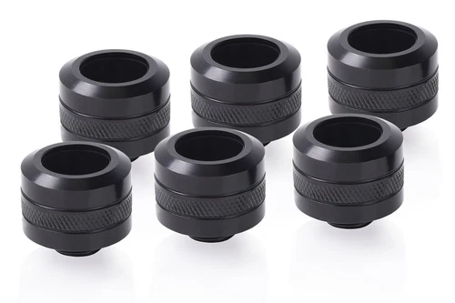Alphacool Eiszapfen PRO 16mm HardTube Fitting G1/4 - Black (6 Pack)