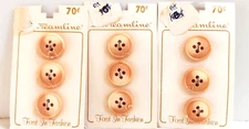NEW 9 ON CARD Faux Wood 1/2" CARDED 4-Hole Flat Buttons StreamlineVTG NOS