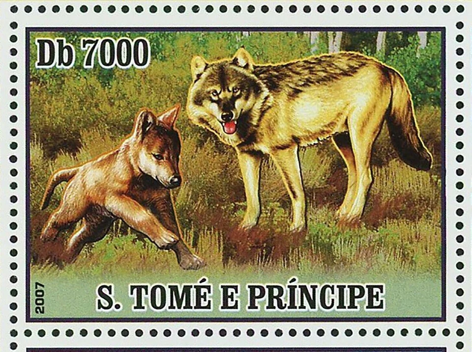 Hoja de recuerdo de animales salvajes con sello de lobos MNH #3036-3039 Foto 2 de 4