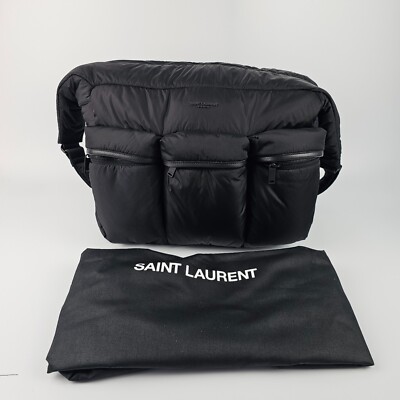 SAINT LAURENT Multi-Pocket Black Nylon Hobo Bag New And Authentic
