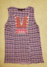 Anthropologie A Common Thread Boho Aztec Embroidered Lace Top Size Medium 