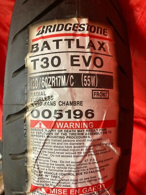 BRIDGESTONE MOTORCYCLE TIRE BATTLAX T-30 EVO 120/60ZR17 (55W