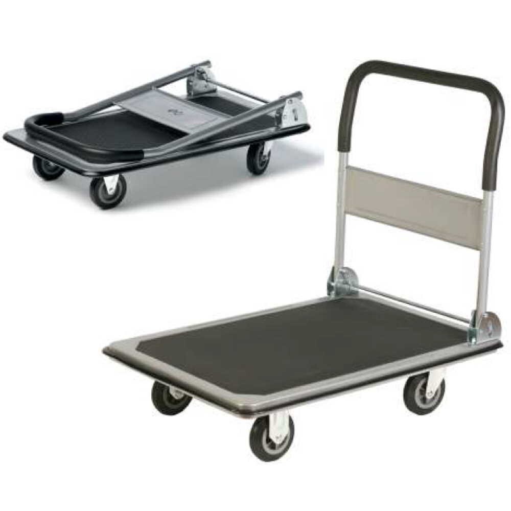 Carrello pianale grande portata 4 ruote kg.300 cm.91x61xh.87 sponda pieghevole p