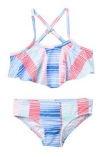 Raisins Size 4 Little Girls Spring Up 2 Pc Bikini Swimsuit White Blue Pink Aqua