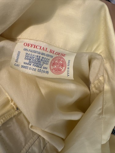 Boy Scouts of America Womens Yellow Blouse Long Sleeve Shirt Large 14-16 Stained - Picture 20 of 20
