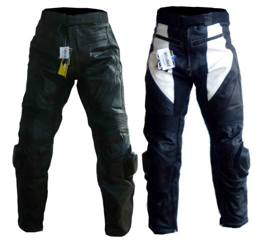 PANTALONI moto in pelle con protezioni uomo 52 54 56 58 62 L XL 2XL 3XL 5XL  6XL