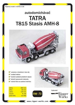 Kartonmodell Tschechischer Fahrmischer Tatra 815 8x8 Stasis AMH-8 1:32 Ripper...