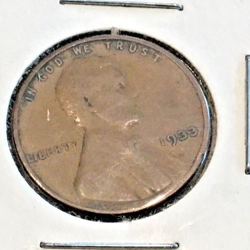 1933 Philadelphia Mint Copper Lincoln Wheat Cent Fine +