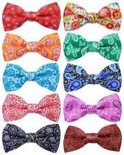 10 Pack Paisley Dog Bowties Small Dogs Sliding Collar Quality Polyester Grooming