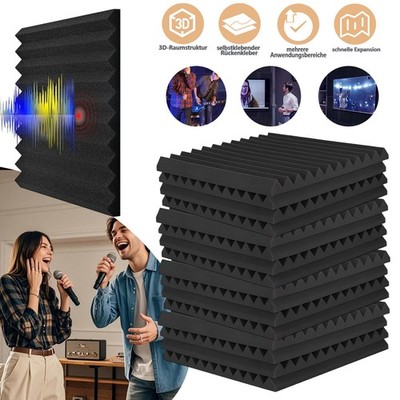 Akustikpanel 12 Stk Akustikschaumstoff Schalldicht 3D-Effekt für Aufnahmestudio