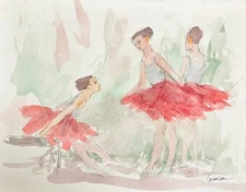 Watercolor of two dancers by Harry Carmean 2000's