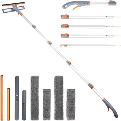 Eazer 3-in-1 Spray Window Squeegee, 76'' Window Cleaner Tool with 5-Section Exte
