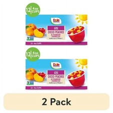2 pack Dole Fruit Bowls Diced Peaches in Strawberry Gel, 4.3 oz Cups
