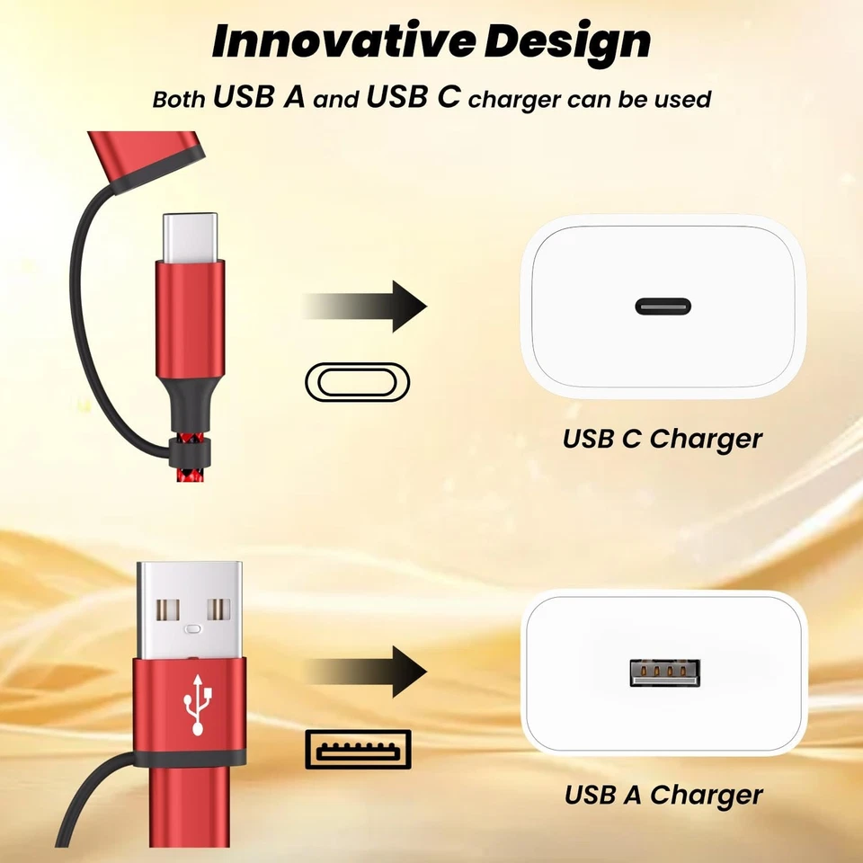 Paquete de 2 cables de carga múltiple USB C de 5 pies: carga rápida varios dispositivos sobre la marcha Foto 4 de 4