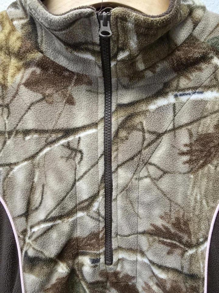 Realtree Camo Pullover Fleece Misses large 12/14 Brown with pink hunting fall  - Image 4 of 4