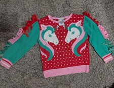 Toddler Girls Unicorn Christmas Sweater Size 4T Pink/Green