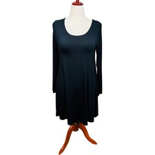 Karen Kane Maggie Jersey Trapeze dress black long sleeve swing scoop neck Sz S