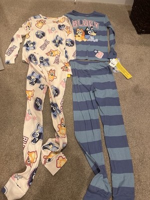 Bluey Kids Cotton Knit Pajama Set Size 8 Long Sleeve Striped 2-Piece